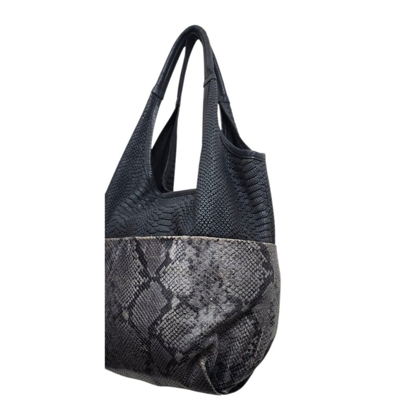 Daniella Lehavi Personals Oversized Snake Print Tote Bag Black Gray Leather - Picture 5 of 12